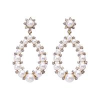 Rhinestone Earring Zinc Alloy gold color plated fashion jewelry & for woman & with rhinestone two different colored Sold By Pair