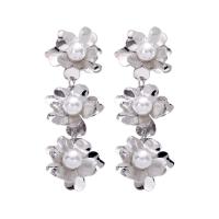 Zinc Alloy Drop Earrings with ABS Plastic Pearl plated fashion jewelry & for woman Sold By Strand
