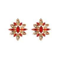 Rhinestone Earring Zinc Alloy plated fashion jewelry & for woman & with rhinestone Sold By Pair