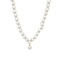 Plastic Pearl Necklace Zinc Alloy with Plastic Pearl with 4.5 extender chain high quality plated fashion jewelry & for woman & with rhinestone Length 32 cm Sold By PC