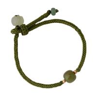 Gemstone Bracelets, Hetian Jade, with Polyester Cord & Brass, gold color plated, fashion jewelry & different styles for choice & for woman, more colors for choice, Length:15.5-16 cm, Sold By PC