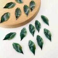 Hair Accessories DIY Findings, Acrylic, Leaf, Thermal Shrinkage, green, 13x30mm, Approx 100PCs/Bag, Sold By Bag