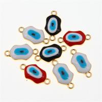 Evil Eye Connector, Tibetan Style, KC gold color plated, DIY & enamel & 1/1 loop, more colors for choice, nickel, lead & cadmium free, 20x10x3mm, Approx 100PCs/Bag, Sold By Bag