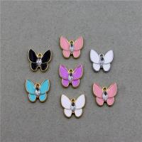 Tibetan Style Enamel Pendants, Butterfly, plated, Unisex & with rhinestone, more colors for choice, nickel, lead & cadmium free, 14x16x4mm, Approx 100PCs/Bag, Sold By Bag