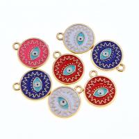 Evil Eye Pendants, Tibetan Style, Flat Round, KC gold color plated, Unisex & enamel, more colors for choice, nickel, lead & cadmium free, 18x15x2mm, Approx 100PCs/Bag, Sold By Bag