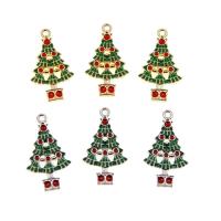 Tibetan Style Christmas Pendants, Christmas Tree, plated, Unisex & enamel, more colors for choice, nickel, lead & cadmium free, 16x29x2.40mm, Approx 100PCs/Bag, Sold By Bag
