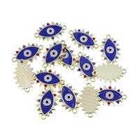 Evil Eye Connector, Tibetan Style, KC gold color plated, DIY & enamel & with rhinestone & 1/1 loop, blue, nickel, lead & cadmium free, 24x15x2mm, Approx 100PCs/Bag, Sold By Bag