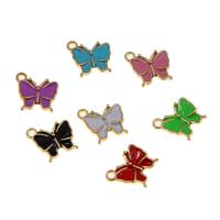Tibetan Style Enamel Pendants, Butterfly, KC gold color plated, Unisex, more colors for choice, nickel, lead & cadmium free, 13x13x3mm, Approx 100PCs/Bag, Sold By Bag