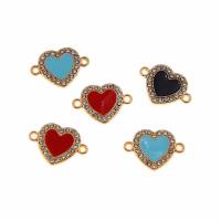 Heart Zinc Alloy Connector KC gold color plated DIY & enamel & with rhinestone & 1/1 loop nickel lead & cadmium free Approx Sold By Bag