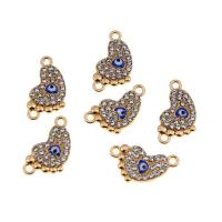 Evil Eye Connector, Tibetan Style, Foot, KC gold color plated, DIY & enamel & with rhinestone & 1/1 loop, blue, nickel, lead & cadmium free, 12x21x3mm, Approx 100PCs/Bag, Sold By Bag