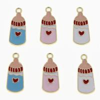 Tibetan Style Enamel Pendants, feeding bottle, KC gold color plated, Unisex, more colors for choice, nickel, lead & cadmium free, 9x23x2mm, Approx 100PCs/Bag, Sold By Bag