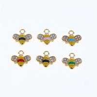 Tibetan Style Enamel Pendants, Bee, plated, Unisex & with rhinestone, more colors for choice, nickel, lead & cadmium free, 12.80x14.70x2.70mm, Approx 100PCs/Bag, Sold By Bag