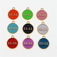Zinc Alloy Enamel Pendants Flat Round KC gold color plated Unisex nickel lead & cadmium free Approx Sold By Bag