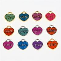 Tibetan Style Enamel Pendants, Heart, plated, Unisex, more colors for choice, nickel, lead & cadmium free, 14.50x14x1.60mm, Approx 100PCs/Bag, Sold By Bag