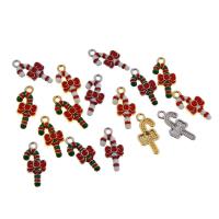 Tibetan Style Christmas Pendants, Christmas Candy Cane, plated, Unisex & enamel, more colors for choice, nickel, lead & cadmium free, 8.60x19.90x1.90mm, Approx 100PCs/Bag, Sold By Bag