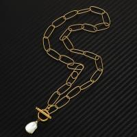 304 Edelstahl Halskette, mit Natürliche kultivierte Süßwasserperlen, Modeschmuck & für Frau, keine, 8mm,2.5-3.5mm, Länge:ca. 17.72 ZollInch, verkauft von PC