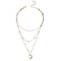 Multi Layer Necklace, 304 Stainless Steel, with 3.94inch extender chain, Heart, three layers & fashion jewelry & for woman & with rhinestone, more colors for choice, 16mm, Length:Approx 13.78 Inch, Approx 17.72 Inch, Approx 21.65 Inch, Sold By PC