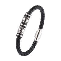 PU Leather Cord Bracelets, with 316 Stainless Steel, fashion jewelry & different length for choice & Unisex, more colors for choice, 6mm, Sold By PC