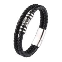 PU Leather Cord Bracelets with 316 Stainless Steel Double Layer & fashion jewelry & for man 12mm Sold By PC