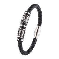 Bracelets cordon PU, cuir PU, avec Acier inoxydable 316, bijoux de mode & longueur différente pour le choix & pour homme, plus de couleurs à choisir, 6mm, Vendu par PC