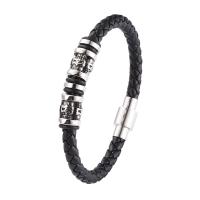 PU Leather Cord Bracelets with 316 Stainless Steel fashion jewelry & for man 6mm Sold By PC