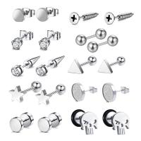 304 Stainless Steel Stud Earring Set Vacuum Ion Plating fashion jewelry & for man Sold By Set