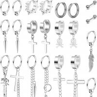 304 Stainless Steel Earring Set, Vacuum Ion Plating, punk style & for man, more colors for choice, Sold By Set