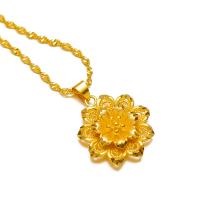 Messing Halskette, Blume, goldfarben plattiert, Modeschmuck & verschiedene Stile für Wahl & für Frau, goldfarben, frei von Nickel, Blei & Kadmium, verkauft von PC