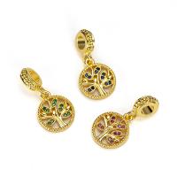 Cubic Zirconia Micro Pave Brass Pendant Tree gold color plated DIY & micro pave cubic zirconia nickel lead & cadmium free Approx 4mm Sold By PC