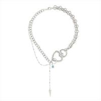 Tibetan Style Jewelry Necklace, Heart, silver color plated, fashion jewelry & for woman, silver color, nickel, lead & cadmium free, Length:38 cm, 16 cm, Sold By PC
