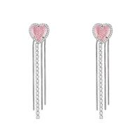 Fashion Fringe Earrings Zinc Alloy with acrylic rhinestone Heart silver color plated fashion jewelry & for woman silver color nickel lead & cadmium free Sold By Pair