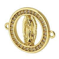 Cubic Zirconia Micro Pave Brass Connector, real gold plated, micro pave cubic zirconia, gold, 25x20x2.50mm, Hole:Approx 2mm, Sold By PC