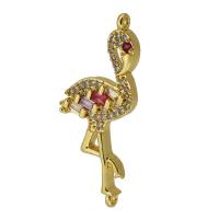 Cubic Zirconia Micro Pave Brass Connector Crane real gold plated micro pave cubic zirconia gold Approx 1mm Sold By PC