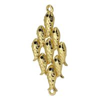 Mosaz Šperky Connector, Ryba, skutečný pozlacené, zlato, 26x16x2mm, Otvor:Cca 1.5mm, Prodáno By PC