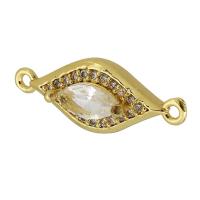 Cubic Zirconia Micro Pave Brass Connector, Eye, real gold plated, micro pave cubic zirconia, gold, 22x9x4.50mm, Hole:Approx 1mm, Sold By PC