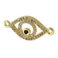 Cubic Zirconia Micro Pave Brass Connector, Eye, real gold plated, micro pave cubic zirconia, gold, 22x10.50x2mm, Hole:Approx 1mm, Sold By PC