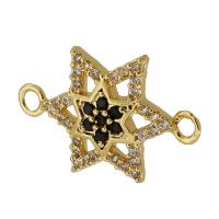 Cubic Zirconia Micro Pave Brass Connector Hexagram real gold plated micro pave cubic zirconia gold Sold By PC