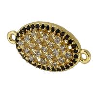 Cubic Zirconia Micro Pave Brass Connector, real gold plated, micro pave cubic zirconia, gold, 19x10x3mm, Hole:Approx 1mm, Sold By PC