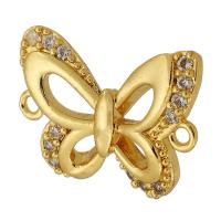 Cubic Zirconia Micro Pave Brass Connector Butterfly real gold plated micro pave cubic zirconia gold Approx 1mm Sold By PC