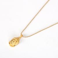 Stainless Steel Jewelry Necklace 304 Stainless Steel Buddha 18K gold plated ball chain & for woman Length Approx 18-20 Inch Sold By PC