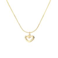 Stainless Steel Jewelry Necklace 304 Stainless Steel with Resin Shell Heart real gold plated fashion jewelry & for woman Length Approx 16-18 Inch Sold By PC
