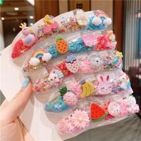 Children Hair Accessory PVC Plastic with Zinc Alloy 10 pieces multi-colored 35mm Sold By Set