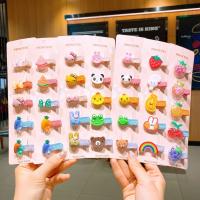 Children Hair Accessory Resin with Cloth handmade 5 pieces & Girl multi-colored 20mm Sold By Set
