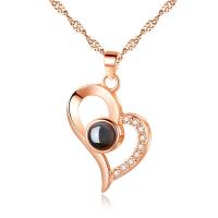 Brass Miniature Projection Necklace with Gemstone Heart for woman Length Approx 15.75 Inch Sold By PC