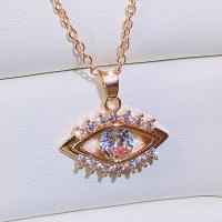 Evil Eye Jewelry Necklace Brass gold color plated micro pave cubic zirconia & for woman & hollow 19mm Length Approx 15.75 Inch Sold By PC