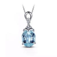 Cubic Zircon Micro Pave Brass Necklace, Teardrop, platinum color plated, micro pave cubic zirconia & for woman, sea blue, 30mm, Length:Approx 15.75 Inch, Sold By PC