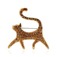 Rhinestone Brooch, Tibetan Style, Cat, for woman & with rhinestone, more colors for choice, nickel, lead & cadmium free, 43x42mm, Sold By PC