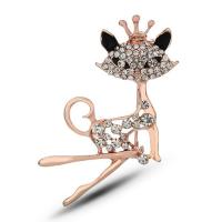 Rhinestone Brooch, Tibetan Style, Cat, for woman & with rhinestone, more colors for choice, nickel, lead & cadmium free, 60x45mm, Sold By PC