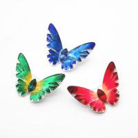 emalje broche, Zinc Alloy, Butterfly, forgyldt, for kvinde & med rhinestone, flere farver til valg, nikkel, bly & cadmium fri, 27x34mm, Solgt af PC