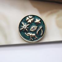 Enamel Brooch Zinc Alloy gold color plated for woman & with rhinestone nickel lead & cadmium free 30mm Sold By PC